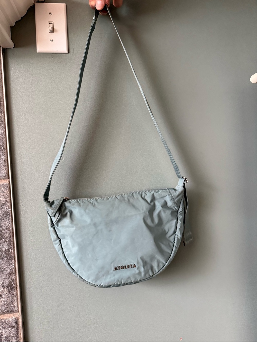Athleta Sage Green Crescent Shoulder Bag